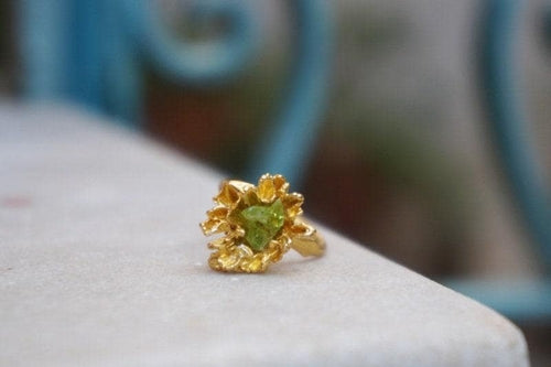 Wild Daisy Ring: Sterling Silver with Bright Blue Murano Glass