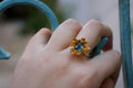 Wild Daisy Ring: Sterling Silver with Bright Blue Murano Glass