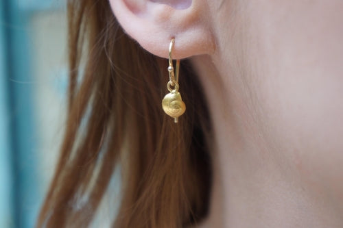 Dainty Sea Shell Earrings, Solid Gold (9K, 14K, or 18K Options) RETAIL