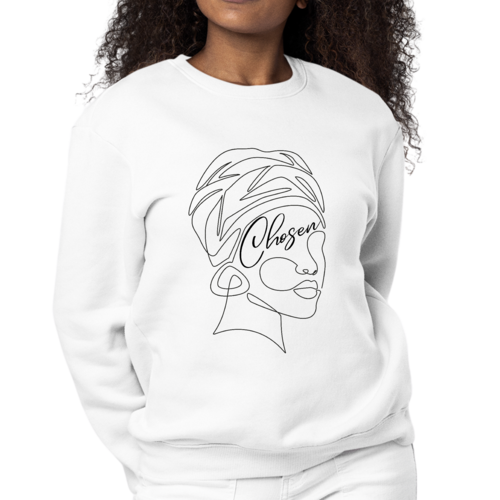 Womens Graphic Sweatshirt Say it Soul - "Chosen" Black Woman Line Art