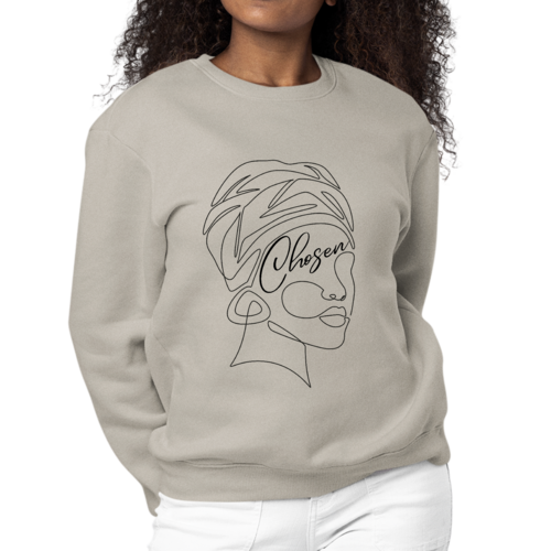 Womens Graphic Sweatshirt Say it Soul - "Chosen" Black Woman Line Art