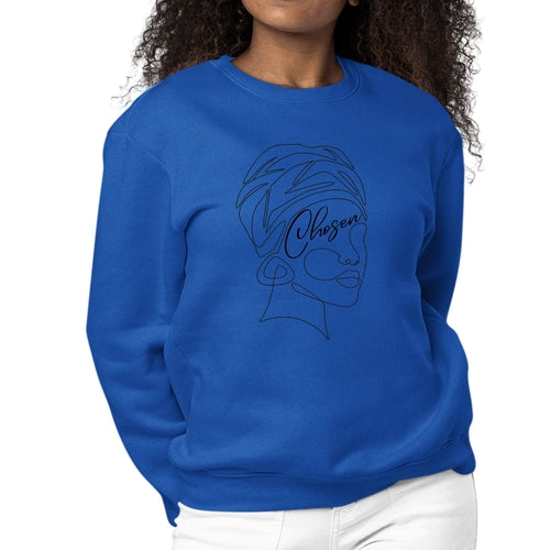 Womens Graphic Sweatshirt Say it Soul - "Chosen" Black Woman Line Art