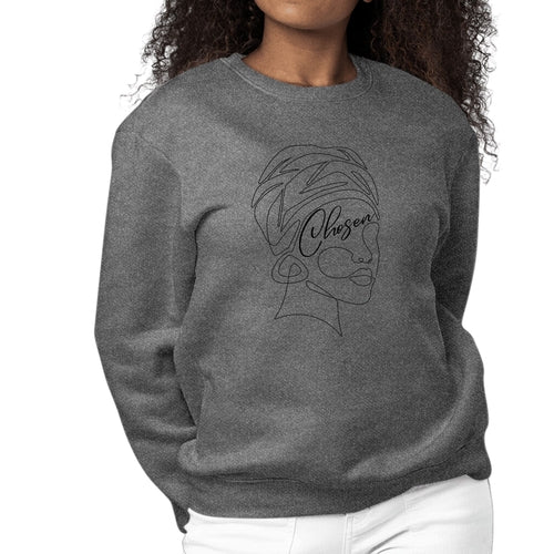 Womens Graphic Sweatshirt Say it Soul - "Chosen" Black Woman Line Art