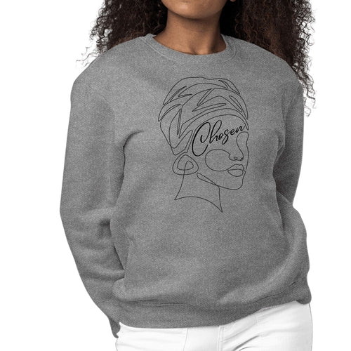 Womens Graphic Sweatshirt Say it Soul - "Chosen" Black Woman Line Art