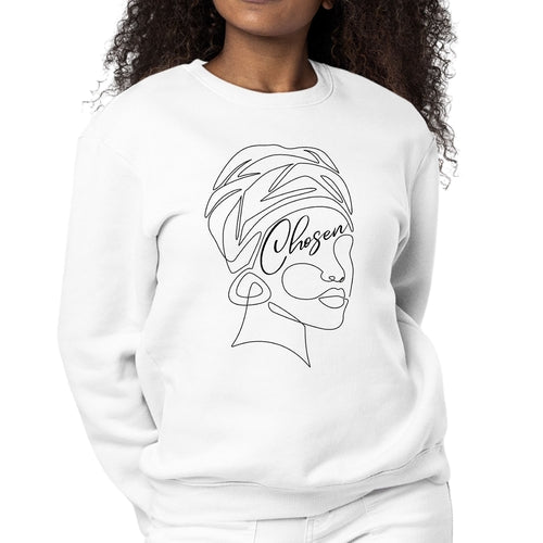 Womens Graphic Sweatshirt Say it Soul - "Chosen" Black Woman Line Art