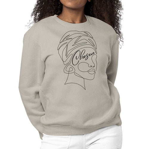 Womens Graphic Sweatshirt Say it Soul - "Chosen" Black Woman Line Art
