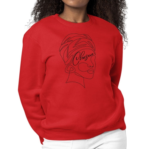 Womens Graphic Sweatshirt Say it Soul - "Chosen" Black Woman Line Art