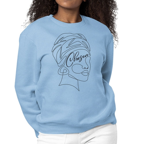 Womens Graphic Sweatshirt Say it Soul - "Chosen" Black Woman Line Art