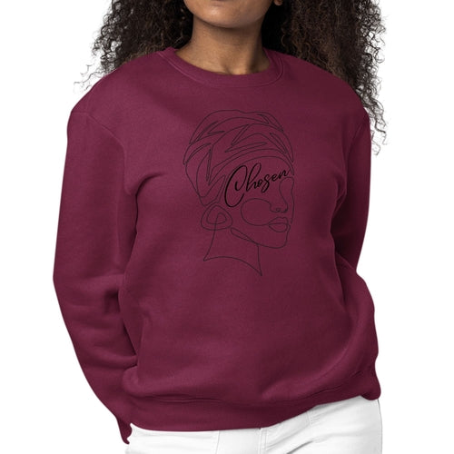 Womens Graphic Sweatshirt Say it Soul - "Chosen" Black Woman Line Art